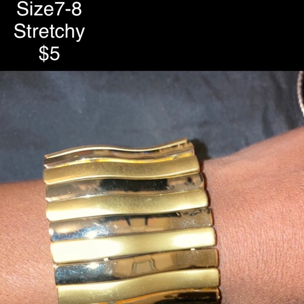 Gold tone widewrist Stretchy Bracelet